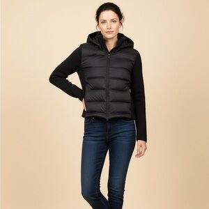 Zara Neoprene-Effect Sleeve Black Puffer Jacket